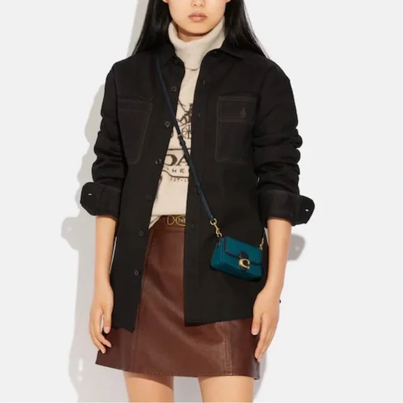 Coach Tabby 13 In Colorblock mini C Metal Purse Leather crossbody bag NWT Blue - Picture 3 of 10